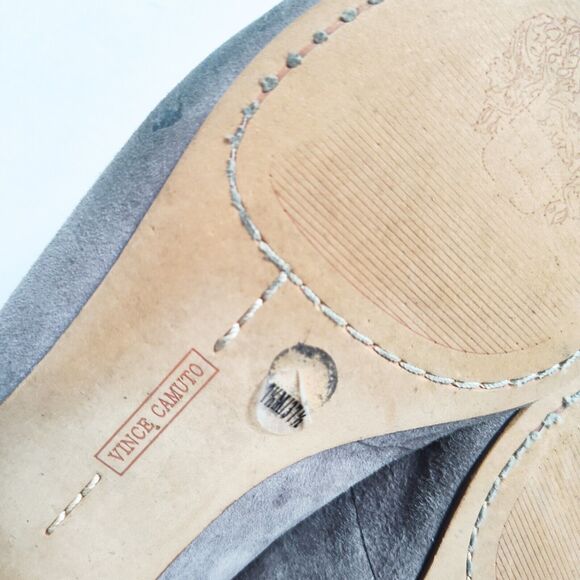 Vince Camuto Pointy Toe Tie Up Ankle Wrap Flats 7.5 Nuetral Suede Ballet Flats - Picture 9 of 10